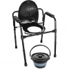 Commode Chair with Adjustable Seat - Black