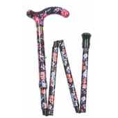 Folding Petite Cane - Pink And Black Floral